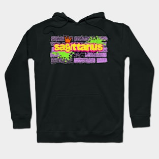 Sagittarius Retro Graffiti Zodiac Astrology Birthday Neon Sign Hoodie